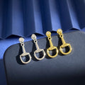 Gucci Horsebit Drop Hoop Silver & Gold Earrings