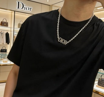 Dior Signature Silver Logo Chain Necklace