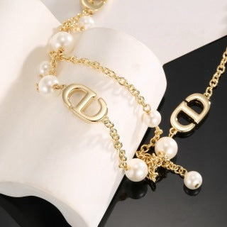Dior Pearl Oblique Charm Necklace