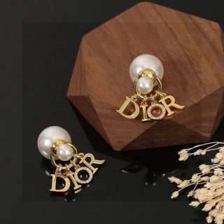 Dior Pearl Logo Cluster Earrings