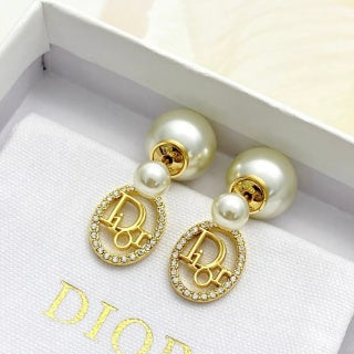 Dior Pearl Medallion Crystal Earrings