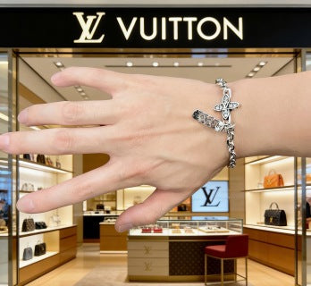 Louis Vuitton Butterfly Tag Charm Chain Bracelet
