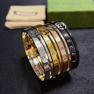 Gucci GG Engraved Slim Cuff Bangle Bracelet