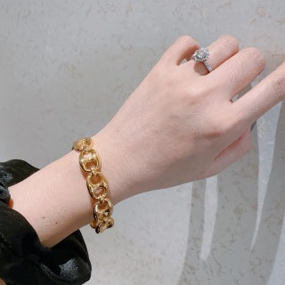 Gucci GG Oval Link Chain Gold Cuff Bracelet