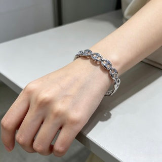 Gucci GG Interlocking Link Silver Cuff Bracelet