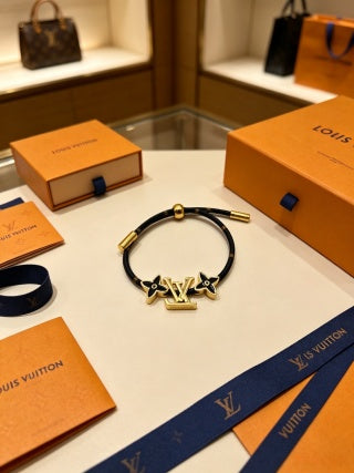 Louis Vuitton Eclipse Monogram Leather Wrap Bracelet
