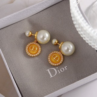 Dior Pearl Medallion Charm Earrings