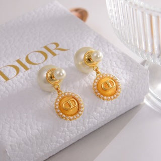 Dior Pearl Medallion Charm Earrings
