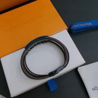 Louis Vuitton Ocean Blue Monogram Leather Multi-Layer Bracelet