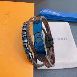 Louis Vuitton Ocean Blue Monogram Leather Multi-Layer Bracelet