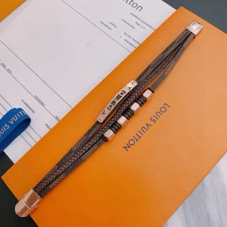 Louis Vuitton Monogram Braided Leather Cuff Bracelet