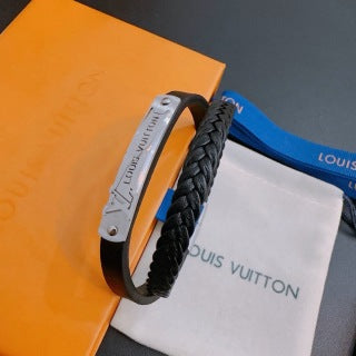 Louis Vuitton Monogram Braided Leather Cuff Bracelet