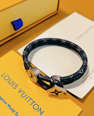 Louis Vuitton Monogram Shadow Leather Wrap Bracelet