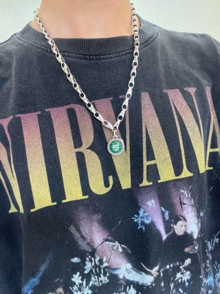 Gucci GG Emerald Medallion Silver Chain Necklace