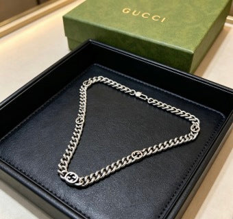 Gucci GG Interlocking Rope Chain Silver Necklace