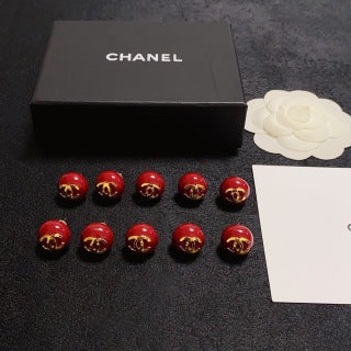 Chanel Classic Red Signature Stud Earrings