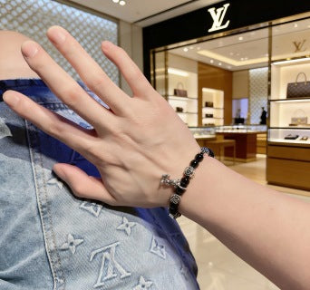 Louis Vuitton Obsidian Monogram Charm Bead Bracelet