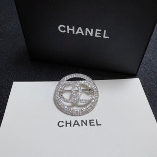 Chanel Radiant Round Crystal CC Brooch