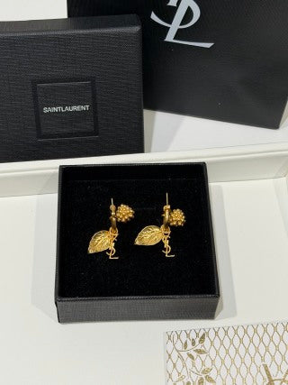 YSL Jardin Doré Botanical Hoop Earrings