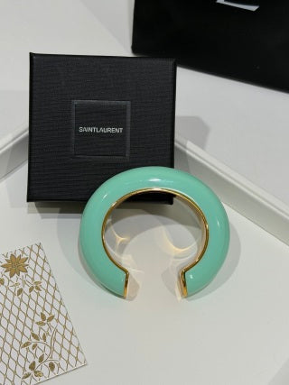 YSL Lumière Turquoise Resin Cuff Bracelet