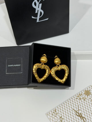 YSL Cœur Baroque Heart Clip Earrings