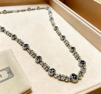 Gucci GG Bead Link Silver Chain Necklace