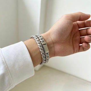 Gucci GG Twisted Herringbone Silver Chain Bracelet