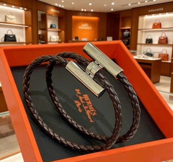 Hermès Leather Wrap H Clasp Bracelet