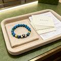 Gucci GG Blue Bead Charm Stretch Bracelet