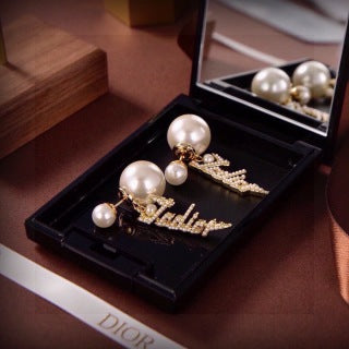Dior Pearl Cascade Crystal Drop Earrings