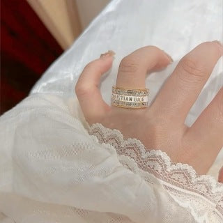 Dior Crystal Oblique Signature Band Ring