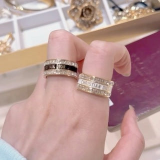 Dior Crystal Oblique Signature Band Ring