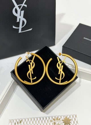 YSL Cassandre Circle Logo Hoop Earrings