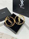 YSL Cassandre Circle Logo Hoop Earrings
