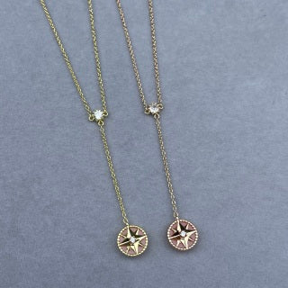 Dior Celestine Rose Crystal Star Compass Pendant Necklace