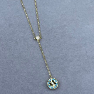 Dior Celestine Emerald Star Compass Pendant Necklace