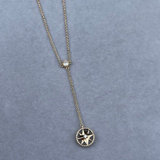 Dior Celestine Obsidian Star Compass Pendant Necklace
