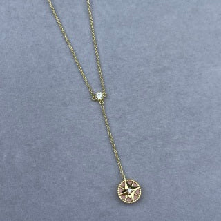 Dior Celestine Rose Crystal Star Compass Pendant Necklace