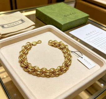 Gucci Interwoven GG Link Gold Statement Bracelet