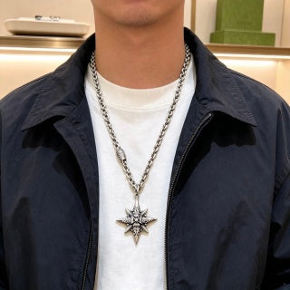 Gucci Starburst GG Charm Silver Chain Necklace