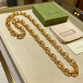 Gucci Interlocking Link Gold Chain Statement Necklace