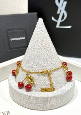 YSL Jardin Rouge Cherry Charm Bracelet