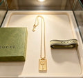 Gucci GG Rectangular Plaque Gold Chain Necklace