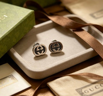Gucci GG Interlocking Circle Silver Stud Earrings
