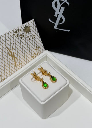 YSL Jardin Émeraude Teardrop Earrings