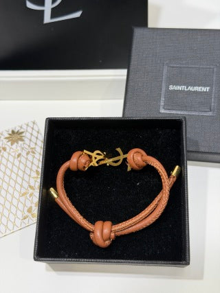 YSL Cassandre Leather Wrap Bracelet