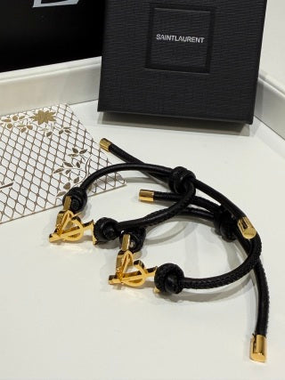 YSL Cassandre Anchor Leather Bracelet