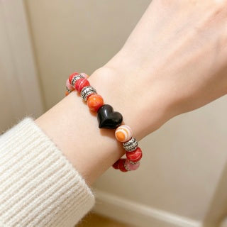 Gucci GG Coral Bead Silver Charm Bracelet