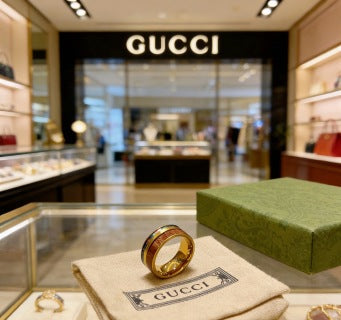 Gucci GG Vintage Stripe Gold Band Ring