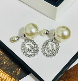 Dior Tribale Pearl Medallion Drop Earrings